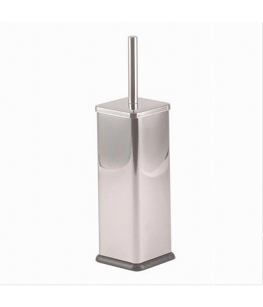 Portascopino Bagno Wc Toilette Quadrato Cromato Nero Con Scopino Completo 87461         