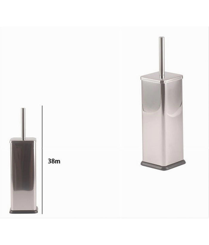 Portascopino Bagno Wc Toilette Quadrato Cromato Nero Con Scopino Completo 87461         