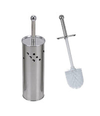 Portascopino Cilindro Acciaio Bagno Spazzolone Wc Argento Con Stelle Lune 52666         