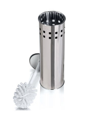 Portascopino Con Spazzolone Wc Cilindro In Acciaio Inox 26x10cm Accessori Bagno         