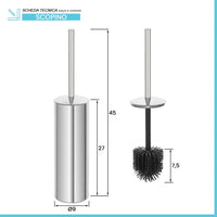 Portascopino cromato con setole nere in silicone e secchio interno