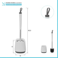 Portascopino da appoggio bianco e grigio con setole in silicone