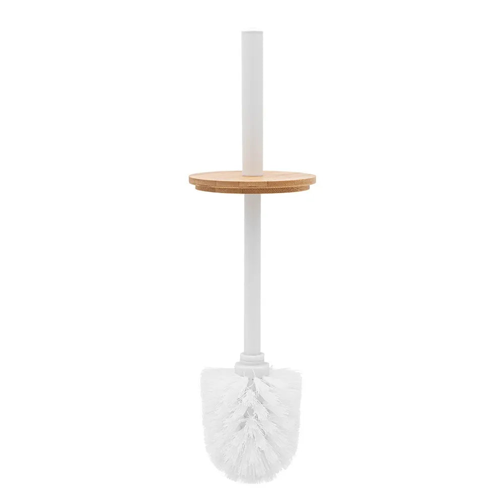 Portascopino da appoggio bianco opaco in acciaio e bambù Haiti