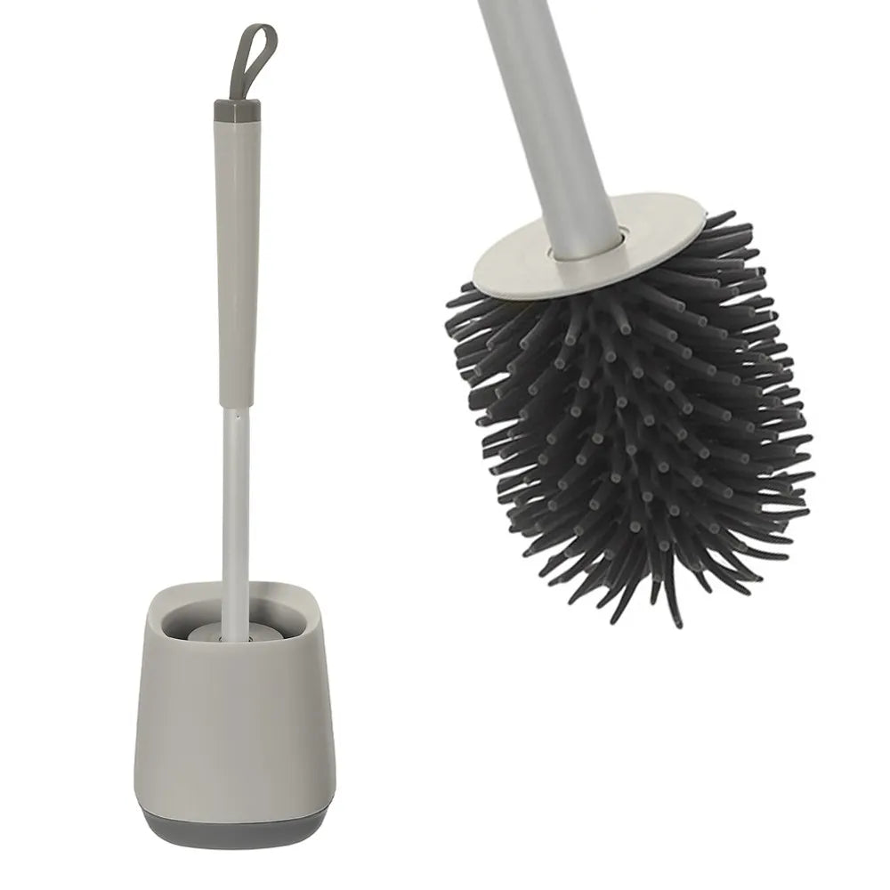 Portascopino da appoggio grigio e grigio scuro con setole in silicone