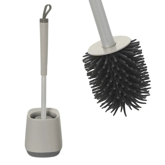 Portascopino da appoggio grigio e grigio scuro con setole in silicone