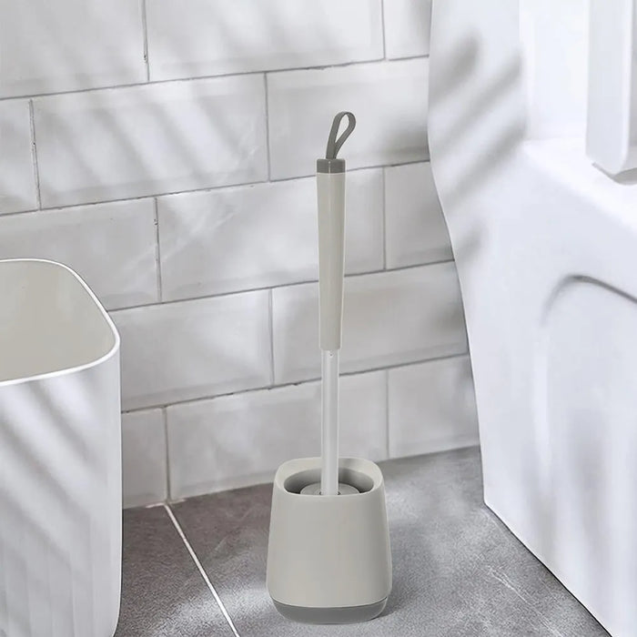 Portascopino da appoggio grigio e grigio scuro con setole in silicone