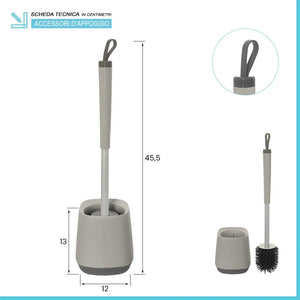 Portascopino da appoggio grigio e grigio scuro con setole in silicone