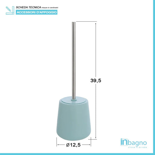 Portascopino wc in ceramica da appoggio linea Sidney turchese pastello