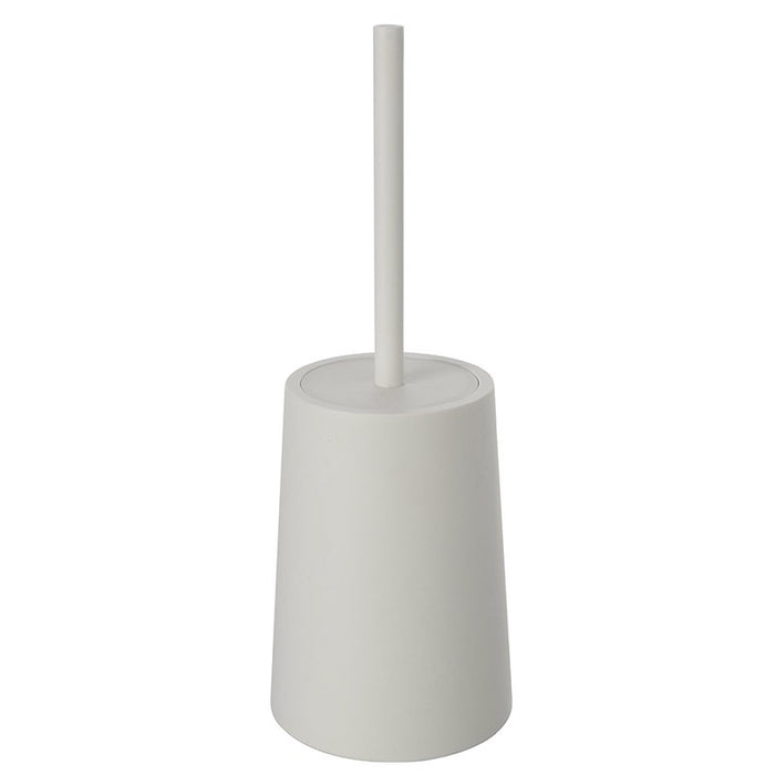 Porta scopino wc da appoggio in plastica bianca dal design tondo