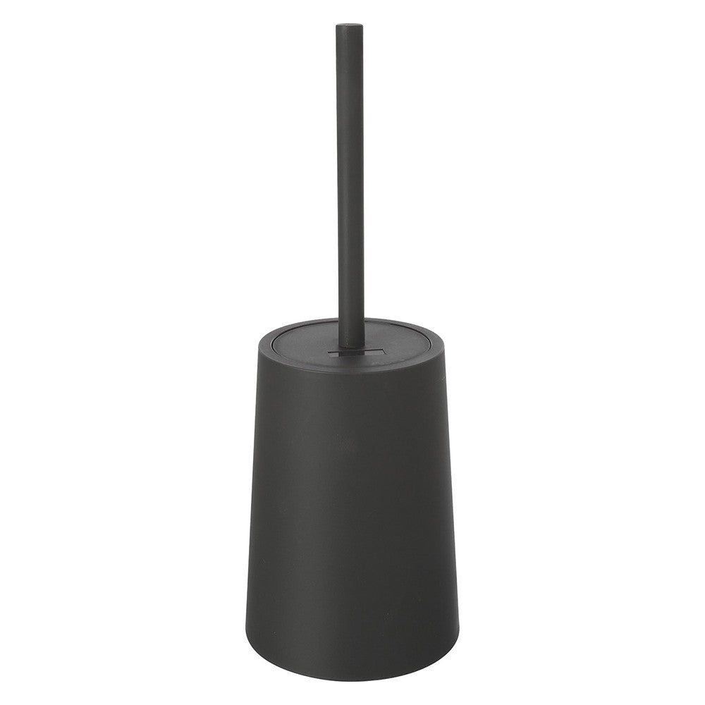 Porta scopino wc da appoggio in plastica grigia dal design tondo