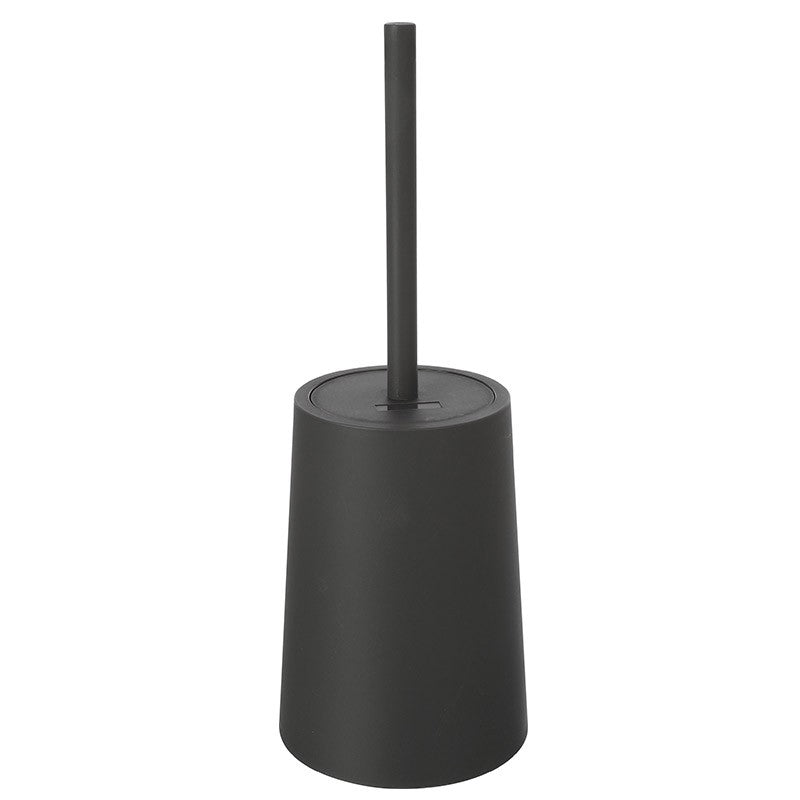Porta scopino wc da appoggio in plastica grigia dal design tondo