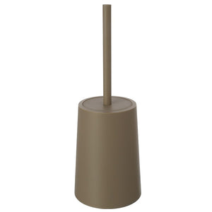 Porta scopino wc da appoggio in plastica tortora dal design tondo