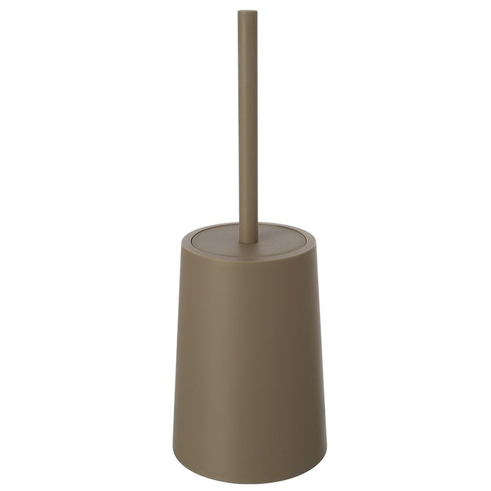 Porta scopino wc da appoggio in plastica tortora dal design tondo