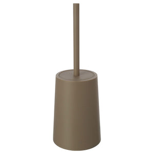 Porta scopino wc da appoggio in plastica tortora dal design tondo