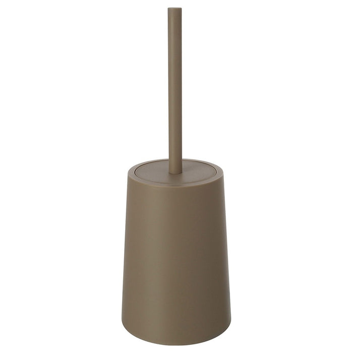 Porta scopino wc da appoggio in plastica tortora dal design tondo