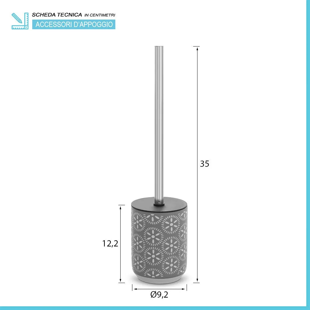 Portascopino da terra in ceramica grigio con setole nere  Circus