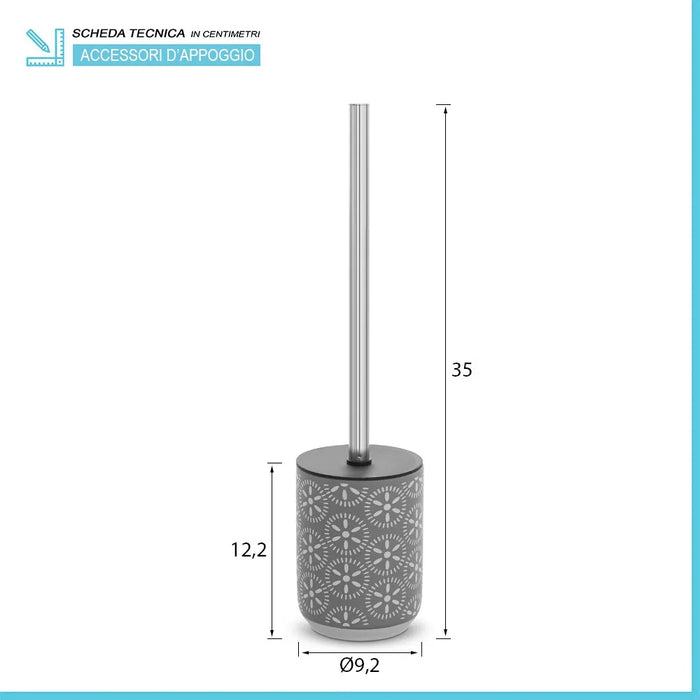 Portascopino da terra in ceramica grigio con setole nere  Circus