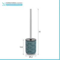 Portascopino da terra in ceramica turchese cobalto con setole nere  Circus