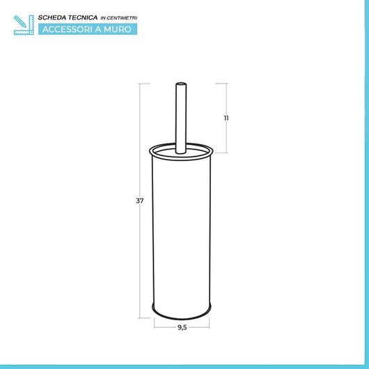 Portascopino d'appoggio in acciaio nero opaco e scopino in setole Levante