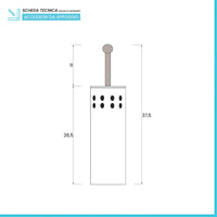 Portascopino d'appoggio in acciaio satinato con spazzola e contenitore