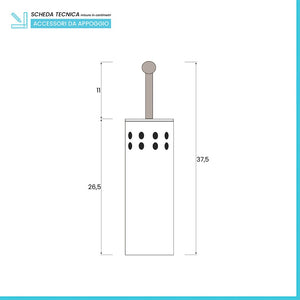 Portascopino d'appoggio in acciaio satinato con spazzola e contenitore