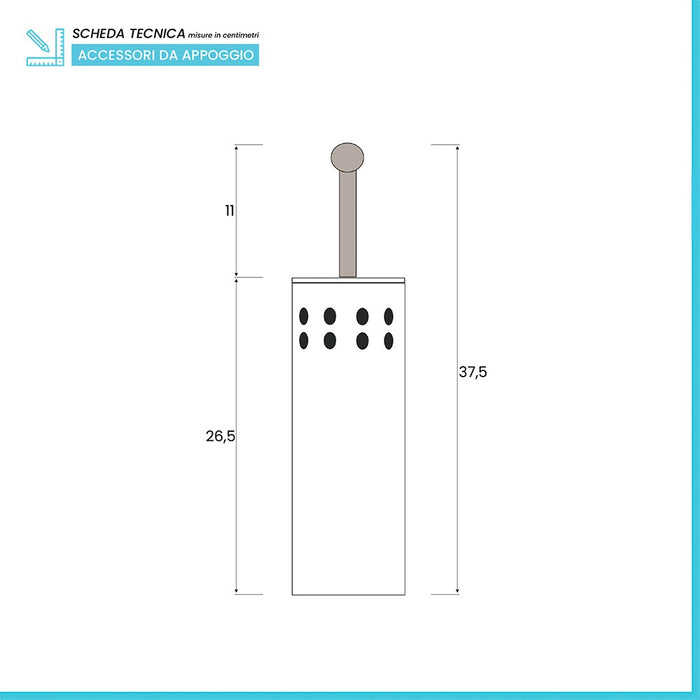 Portascopino d'appoggio in acciaio satinato con spazzola e contenitore