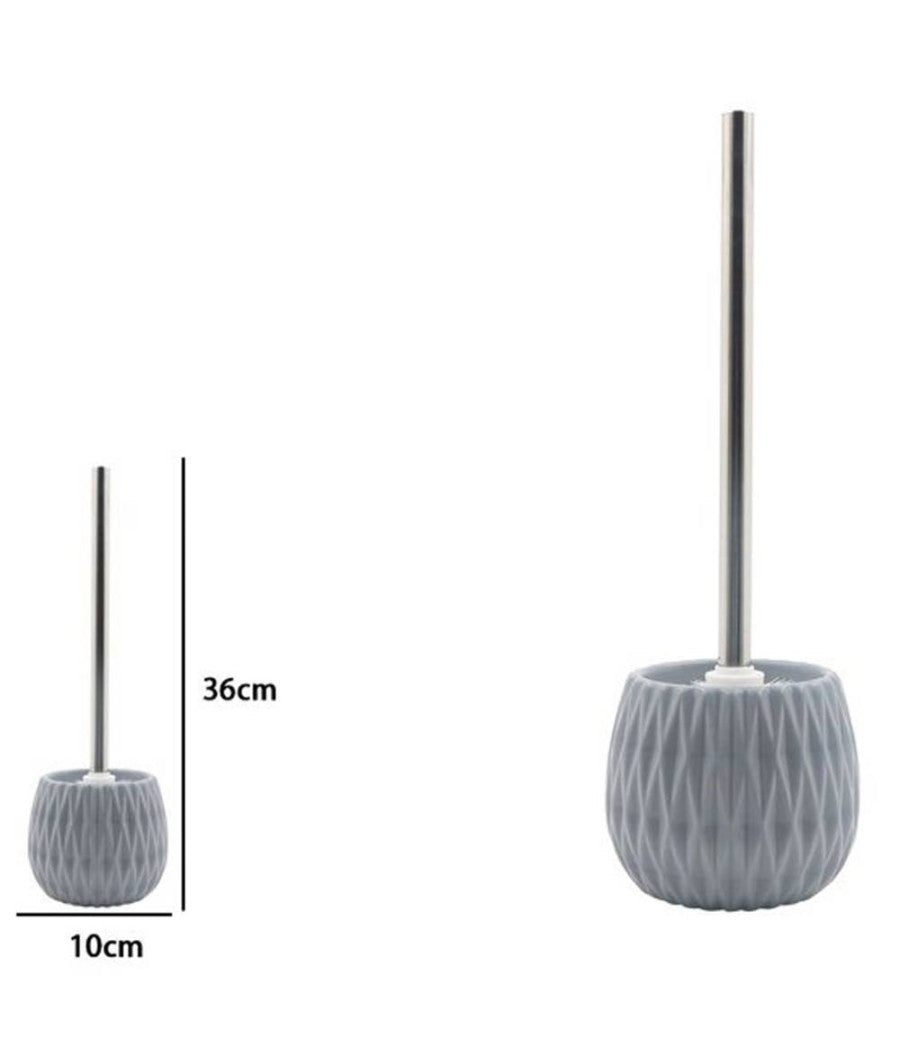 Portascopino Grigio Lavorato Con Scopino Accessorio Moderno Arredo Bagno 79953         