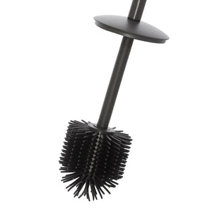 Portascopino grigio opaco con setole nere in silicone e secchio interno