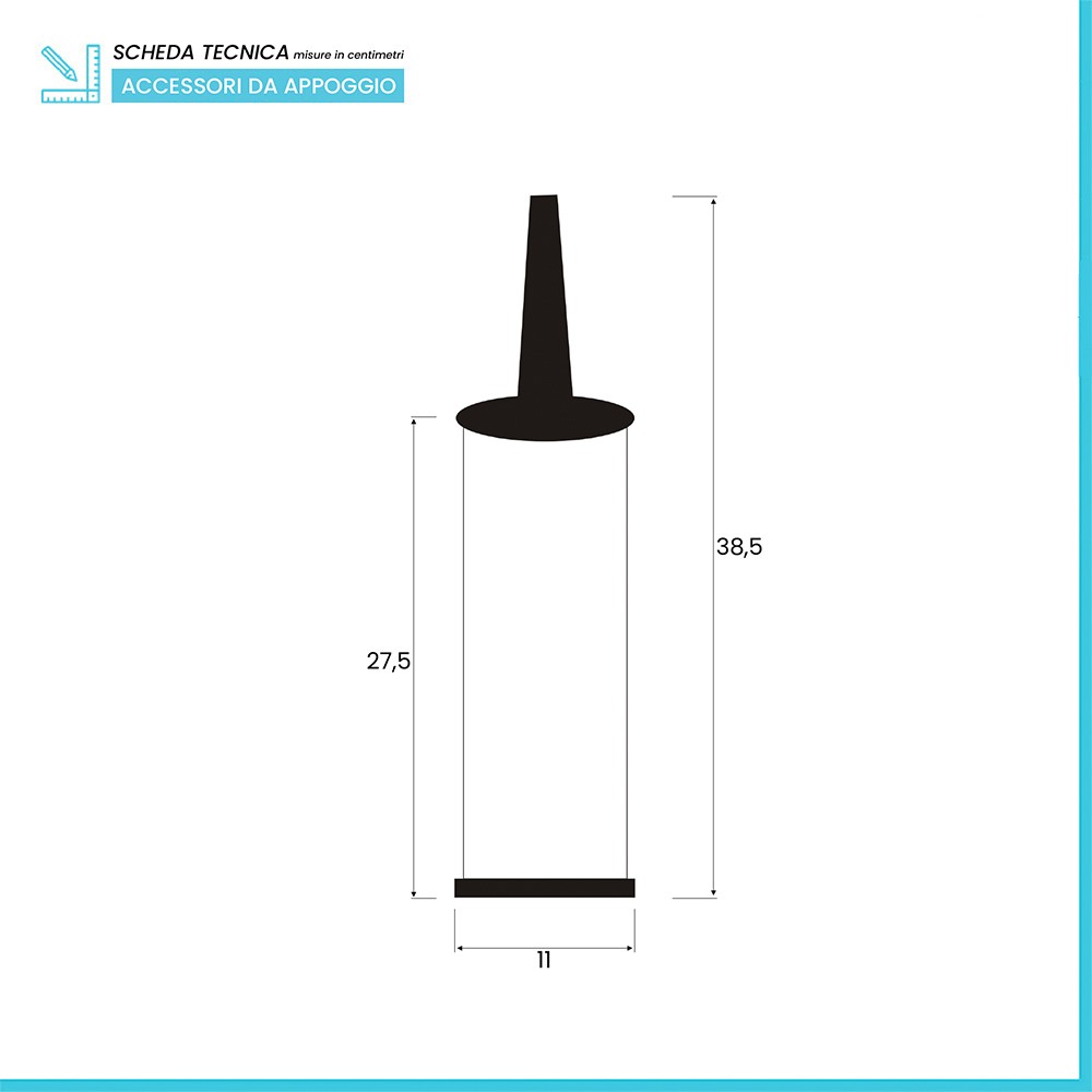Portascopino in acciaio da terra cromato con spazzola e contenitore in abs