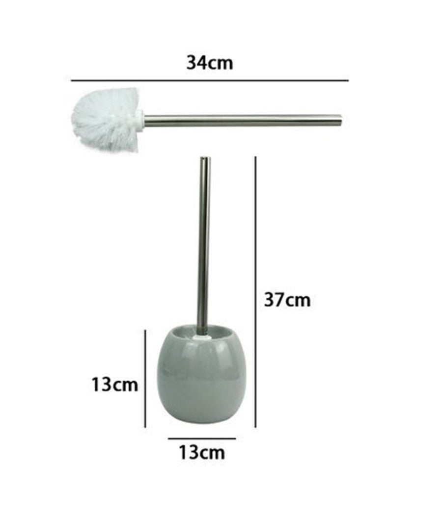 Portascopino In Ceramica Grigio Con Scopino Moderno Accessori Arredo Bagno 79255         