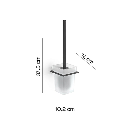 Portascopino a muro Gedy in vetro satinato e acciaio nero opaco | Atena