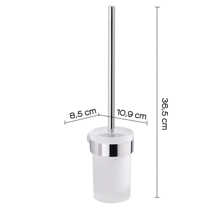 Portascopino a muro Gedy in vetro satinato e ottone cromato | Pirenei