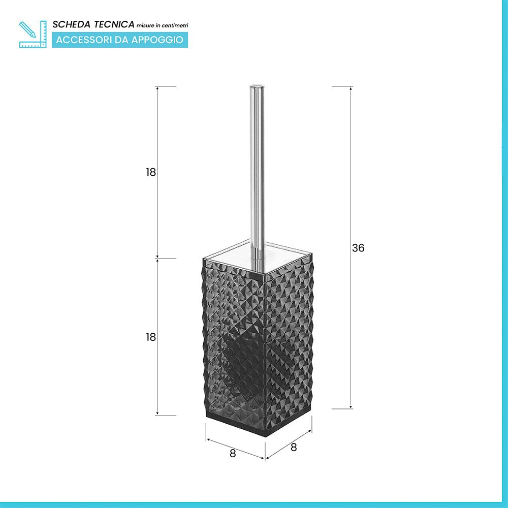 Porta scopino wc nero con spazzola e contenitore igienico