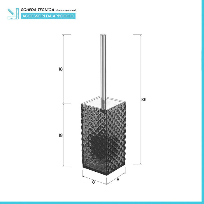 Porta scopino wc nero con spazzola e contenitore igienico