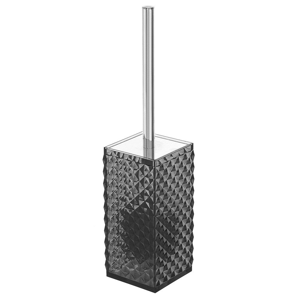 Porta scopino wc nero con spazzola e contenitore igienico