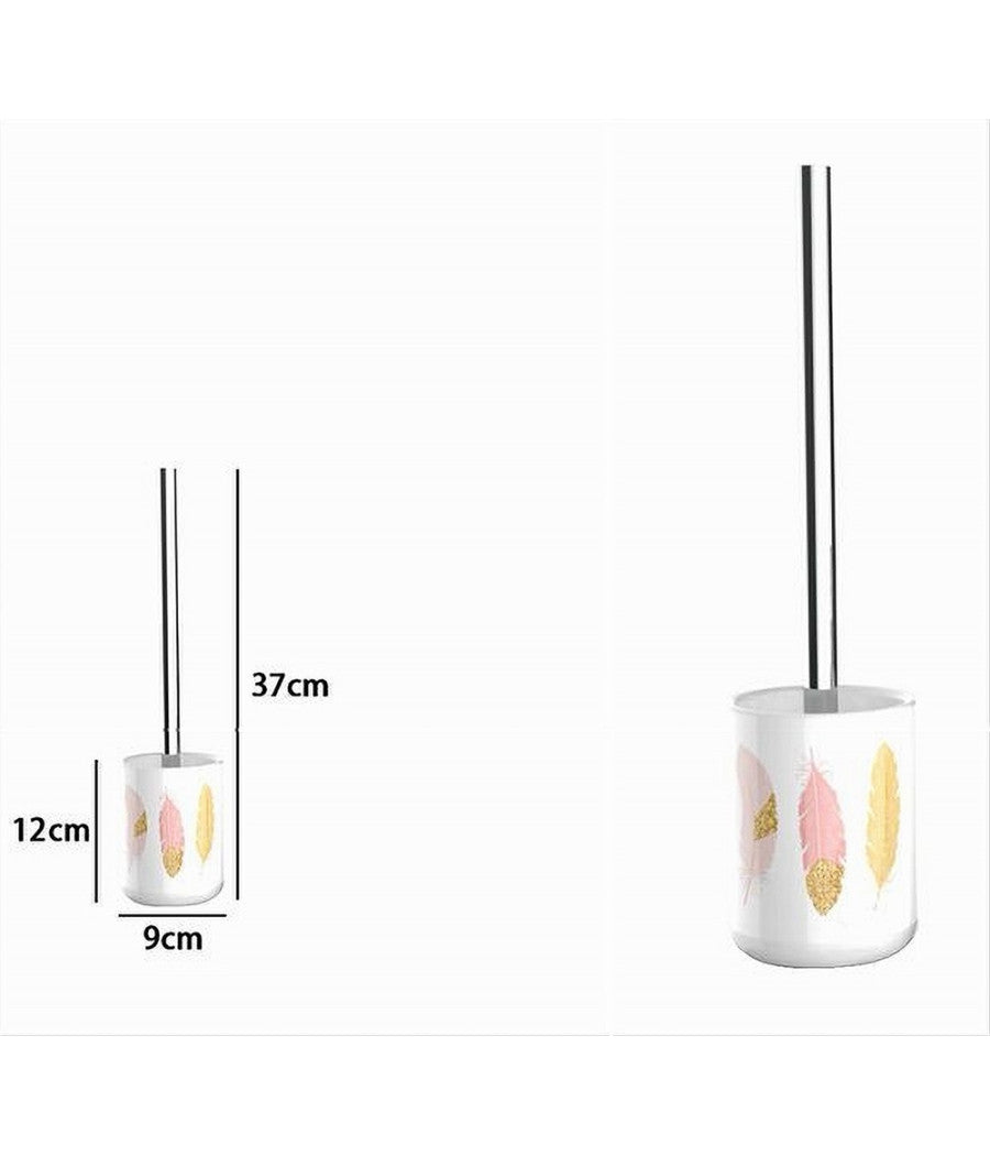 Portascopino Porta Scopino Bagno Wc Toilette Con Piume Con Scopino Completo 69796         