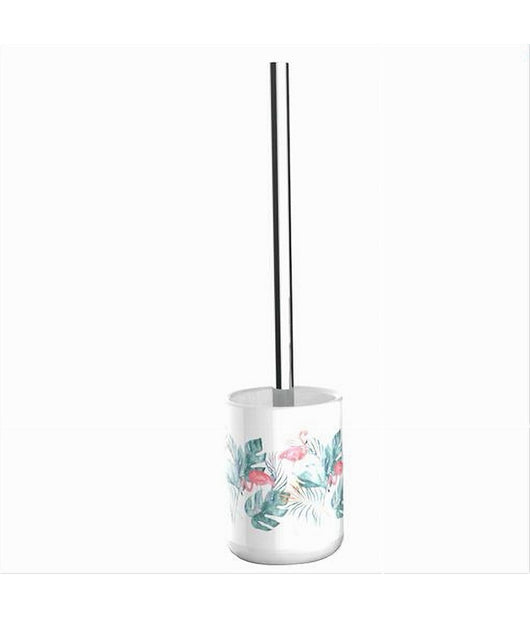 Portascopino Porta Scopino Bagno Wc Toilette Fenicotteri Scopino Completo 69961         