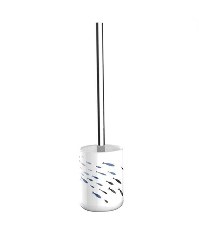 Portascopino Porta Scopino Bagno Wc Toilette Pesciolini Scopino Completo 69878         