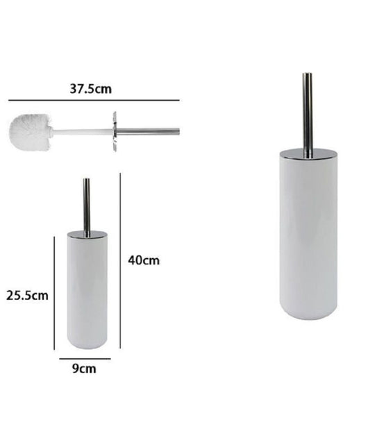 Trade Shop - Portascopino Porta Scopino Con Scopettino Wc Bagno Toilette Bianco Silver 79866 -