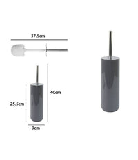 Trade Shop - Portascopino Porta Scopino Con Scopettino Wc Bagno Toilette Grigio Silver 79896 -