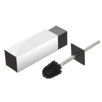 Portascopino quadrato in acciaio inox con setole nere e secchio estraibile