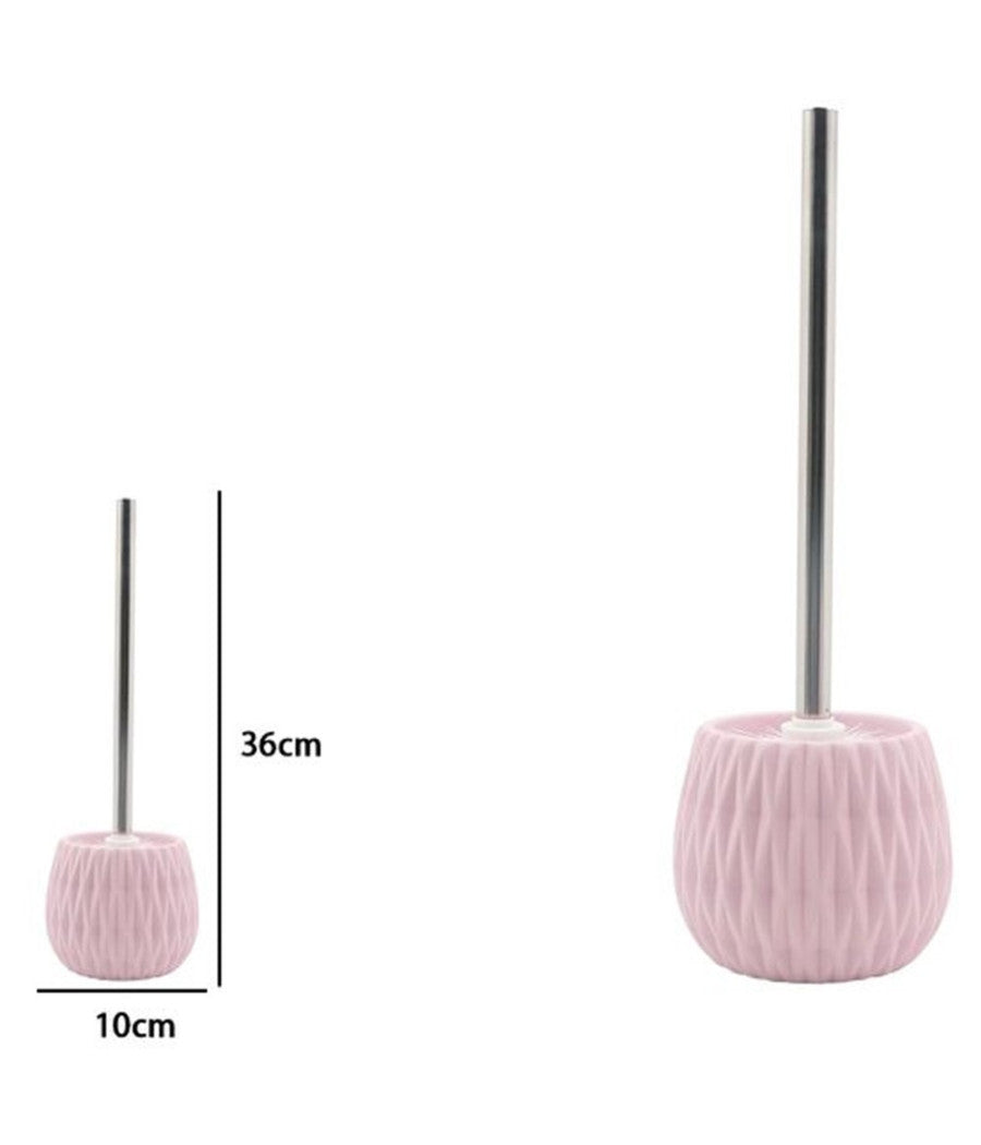 Portascopino Rosa Lavorato Con Scopino Moderno Accessorio Per Arredo Bagno 79949         