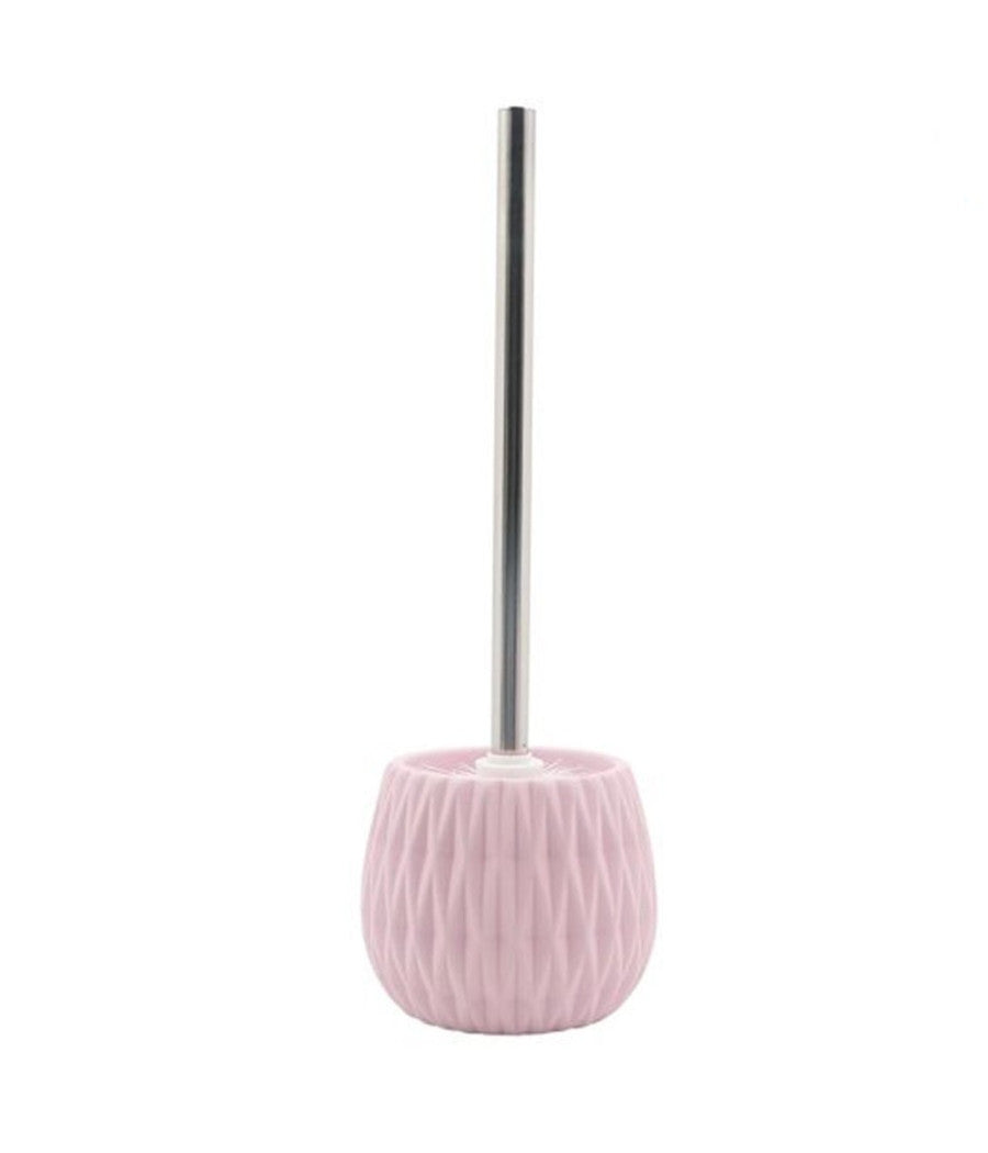 Portascopino Rosa Lavorato Con Scopino Moderno Accessorio Per Arredo Bagno 79949         