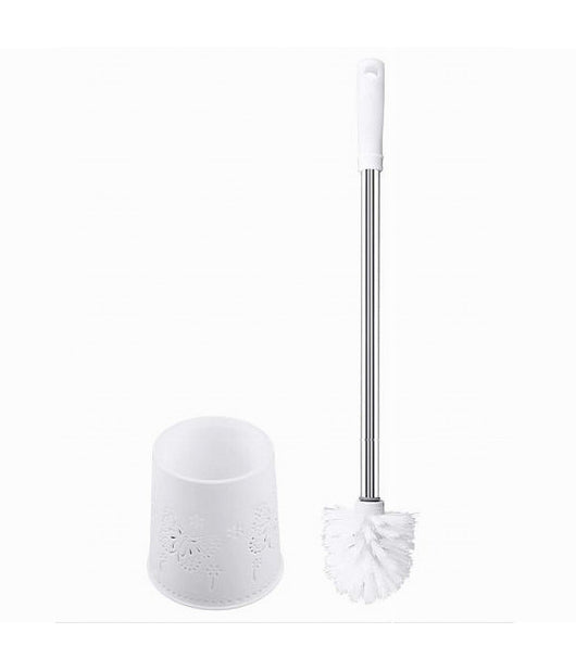 Portascopino Rotondo Decorato Bianco Per Bagno Wc Toilette Con Scopino 79822         