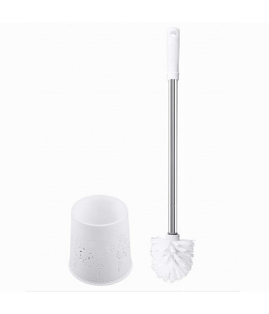 Portascopino Rotondo Decorato Bianco Per Bagno Wc Toilette Con Scopino 79822         