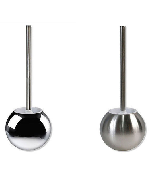 Portascopino Spazzolone Tondo Da Bagno Acciaio Lucido Satinato Arredo 37 X 13 Cm         