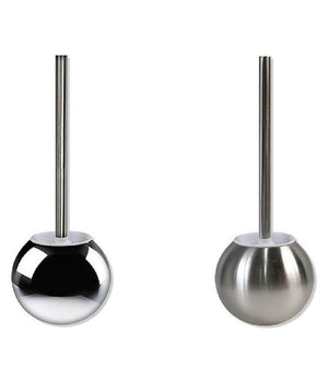 Portascopino Spazzolone Tondo Da Bagno Acciaio Lucido Satinato Arredo 37 X 13 Cm         