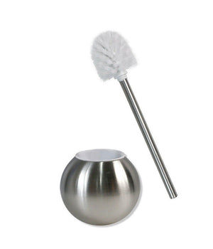 Portascopino Spazzolone Tondo Da Bagno Acciaio Lucido Satinato Arredo 37 X 13 Cm         