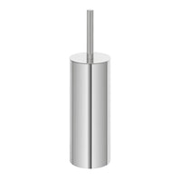 Portascopino tondo in acciaio inox con setole nere e secchio estraibile