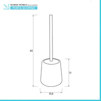 Portascopino wc in ceramica da appoggio linea Sidney tortora